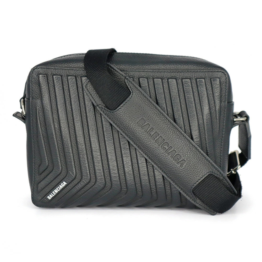 Balenciaga Car Camera Bag black calfskin leather chevron embossed